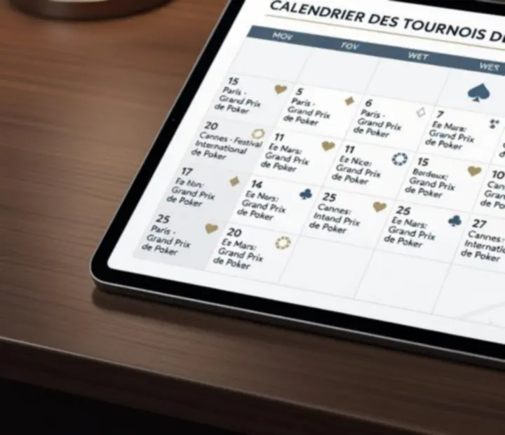 Calendrier mensuel des principaux tournois de poker live en France