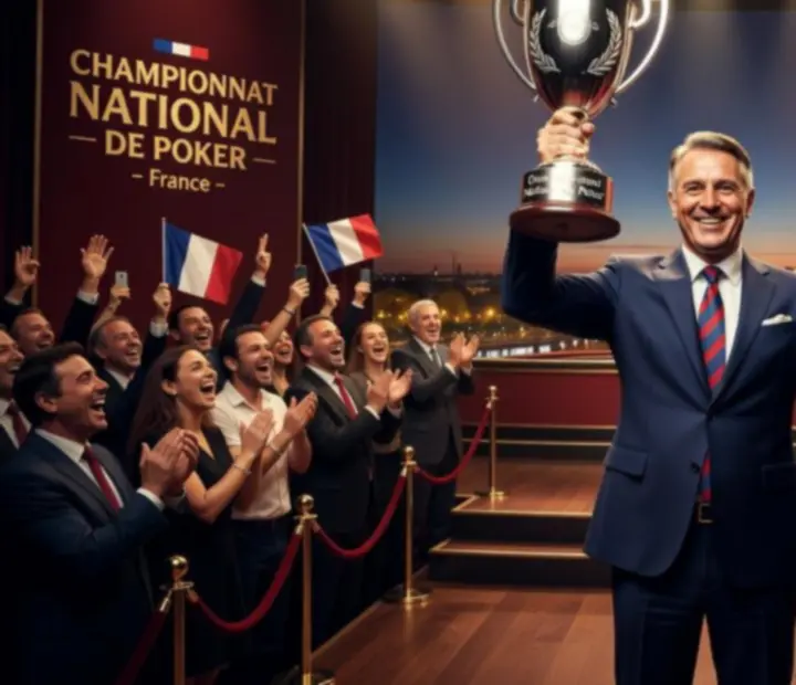 Trophées et ambiance de cérémonie lors d'un championnat de poker en France