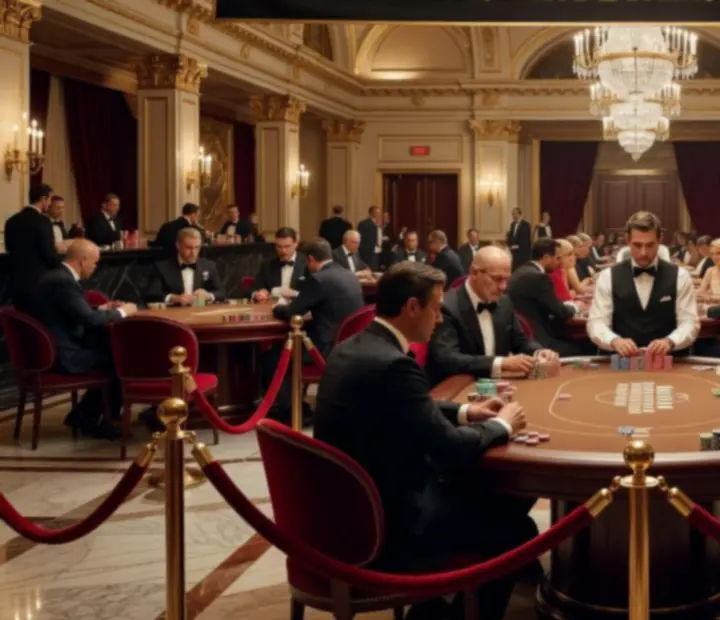 Vue cinématographique d'une salle de tournoi de poker à Paris