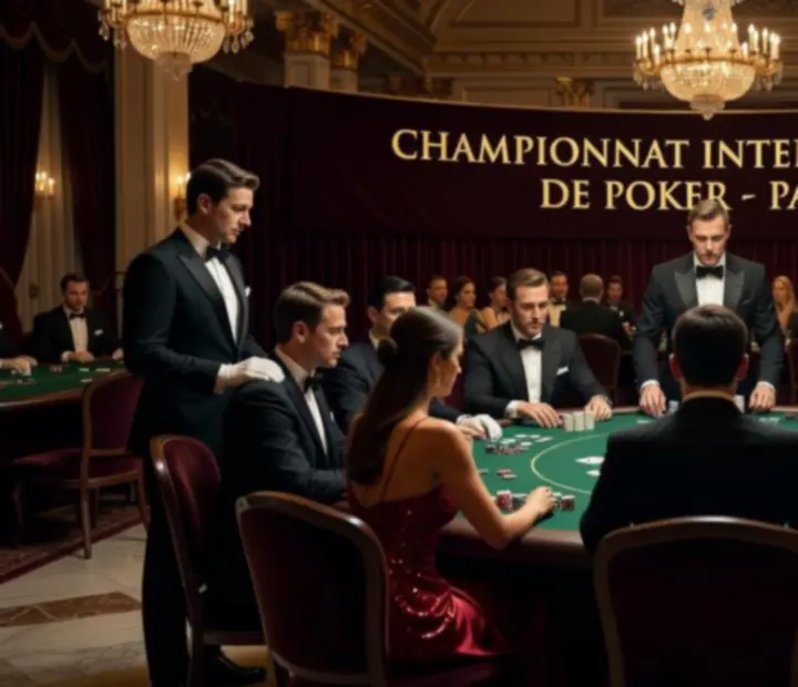 Vue cinématographique d'un tournoi de poker live en France