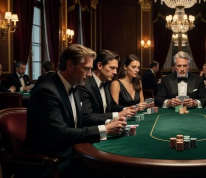 Ambiance élégante dans une grande salle de tournoi de poker en France
